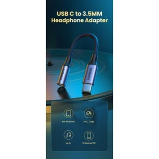 UGREEN รุ่น AV161 หางหนู USB C to 3.5mm Adapter Full Compatibility Audio Cable Audio Adapter USB C to Aux Adapter Audio
