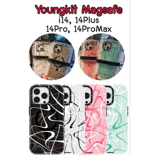 Youngkit ink series Magnetic iPhone 14 / 14 Pro / 14 Plus / 14 Pro Max เคสกันกระแทก ลายน้ำ พาสเทล
