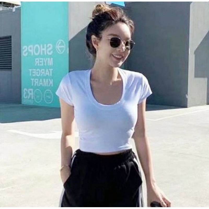 TOPSHOP​ T93 เสื้อคอยูลึกแขนสั้น ผ้าเรย่อนนำเข้าเกรดพรีเมี่ยม