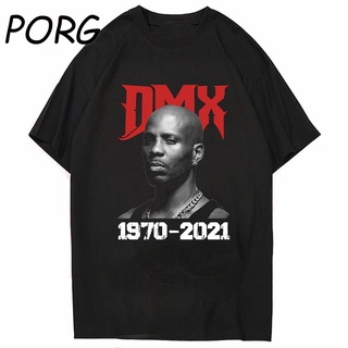 เสื้อยืดผ้าฝ้ายพิมพ์ลายผ้าฝ้าย 100%เสื้อยืดพิมพ์ลาย RIP Rapper DMX 1971-2022 แฟชั่นสไตล์ฮิปฮอปสําหรับผู้ชายS-3XL