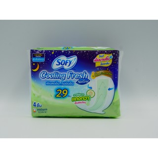 Sofy Cooling Fresh 29cm สำหรับกลางคืน ผ้าอนามัย โซฟี คูลลิ่งเฟรช ยาว29ซม (จำนวน6ห่อ ห่อละ4ชิ้น) แตงกวา
