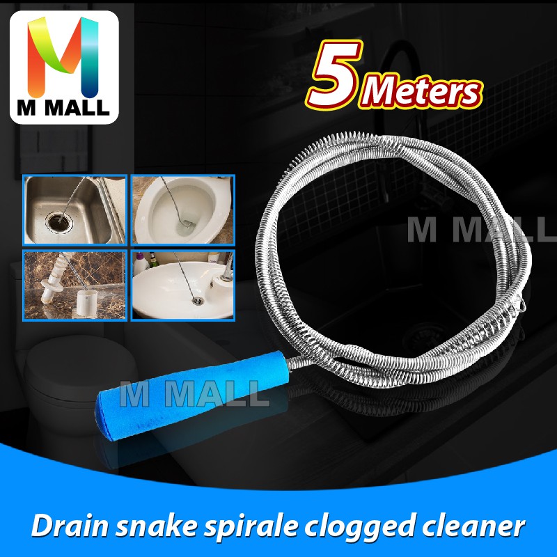 WYT DRAIN SNAKE SPIRAL CLOGED DRAIN CLEANER สําหรับห้องอาบน้ํา/ชุด 5M