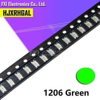 100 ชิ้น สีเขียว 1206 SMD ไฟ LED 3216 ใหม่ ของแท้