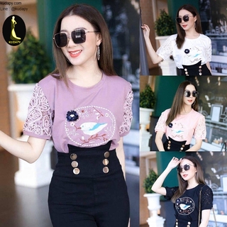 kudapy เสื้อยืดแขนตุ๊กตางานถัก ดีเทลเป็นงานปัก งานสวยใส่ดูหวานและหรูหรามาก