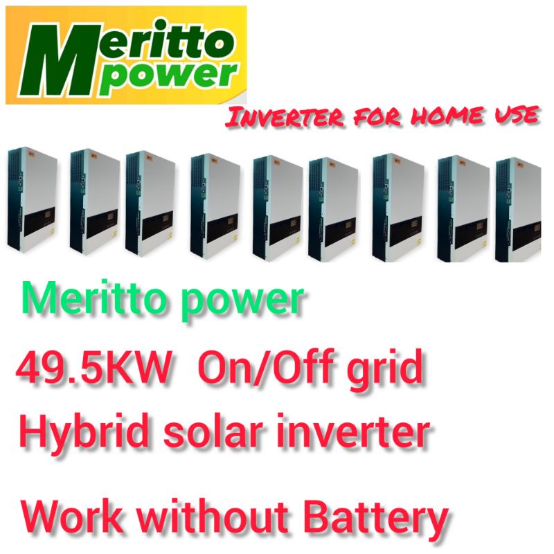 49.5KW on/off grid Hybrid solar inverter 48V 810A(90A×9)MPPT 450VDC 230/380VAC 50Hz work with out ba