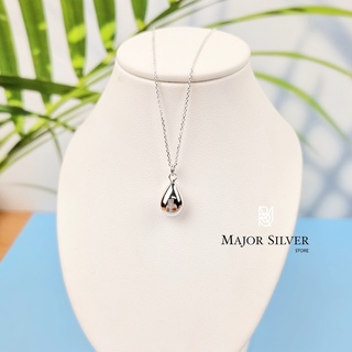 สร้อยคอเงินแท้92.5% จี้หยดน้ำ สูง9.5มิล น่ารักมาก สไตล์อินเท…