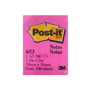(KTS)Post-it กระดาษโน๊ต 3M - No.653 ขนาด1.5x2 สีสะท้อน คละสี!!