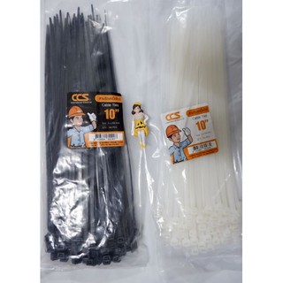 สายรัดเคเบิ้ลไทร์ 10 นิ้ว Cable ties 10" ( 5 x 250 mm) มีสีขาวและสีดำ