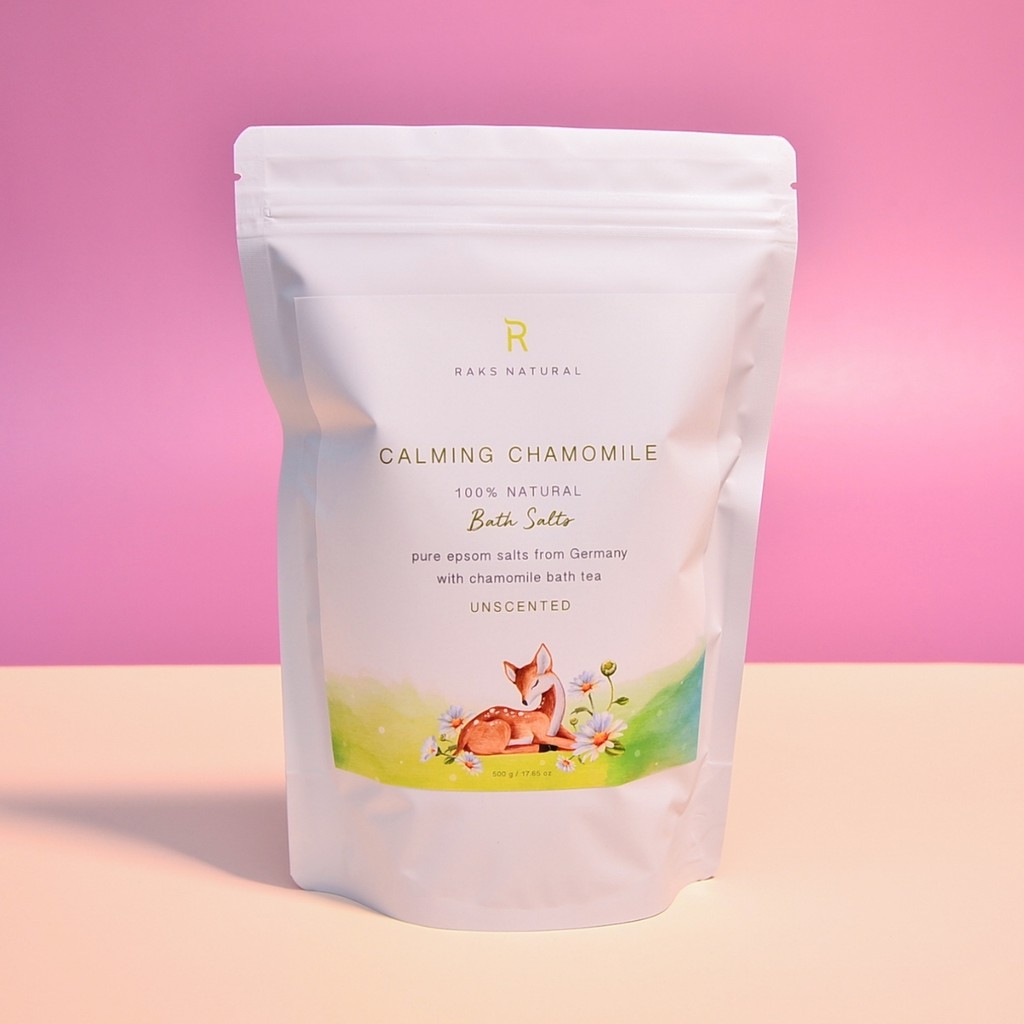 RAKS NATURAL เกลือสปาดีเกลือฝรั่งสำหรับ แช่ตัว แช่เท้า Natural Epsom Salt Calming Chamomile Bath & Foot Soaks