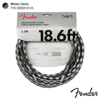 Fender® Tweed Instrument Camo Cable สายแจ็คกีตาร์ 18.6 ฟุต / 5.5 เมตร อย่างดี หัวตรง/หัวตรง สายถักลายทหารไม่พันกันง่าย ข