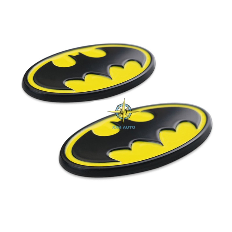 2 x 3D Dark Knight Batman Metal Black Bat Car Emblem Sticker