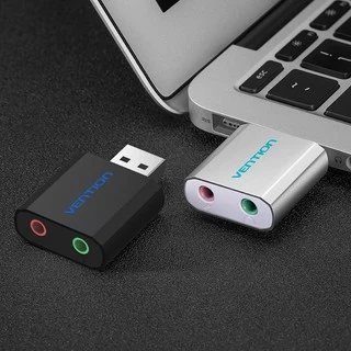 Vention USB ซาวน์การ์ด และตัวแยกซาวน์การ์ด เสียงสเตอริโอ และไมค์ ขนาด 3.5 มม อะแดปเตอร์เสียง USB