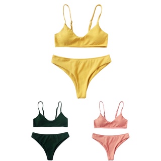 👙บิกินี่สีพื้น  มีฟองน้ำ มีซับในทั้งตัวไม่บาง มี 3 สี yy#004