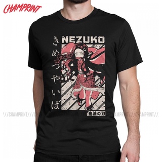 เสื้อยืดคอกลม แขนสั้น พิมพ์ลายดอกไม้ Demon Slayer Nezuko Kimetsu No Yaiba สไตล์วินเทจ แฟชั่นคู่รัก สําหรับผู้ชาย