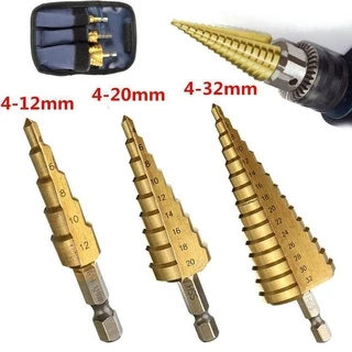 STEP DRILL SET 3 PC ดอกเจดีย์เจาะขยายรู 1 ชุด 3 ตัว ชุดเดียวจบครบเรื่องเจาะ ได้ตั้งแต่ 4-32 มม. มาพร้อมซองเก็บอย่างดี