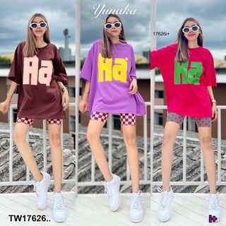 Set 2 ชิ้น เสื้อยืดทรง Oversize แมตส์กับเลคกิ้งขาสั้น Sport Girl 17626