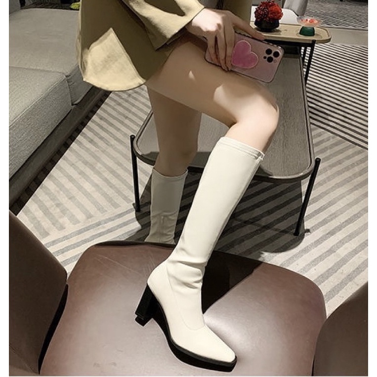 Chole G: Ive Long Boots รองเท้าบูทยาว รองเท้าพริตตี้ หนังpu premium มีซิป ส้นสูง 8cm(SH0013)
