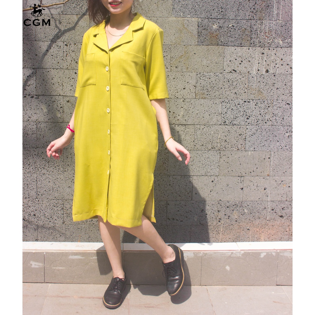 [CGM] Vest Dress (เสื้อเรียบ เดรสคอปกและขอบเอวผ่า)