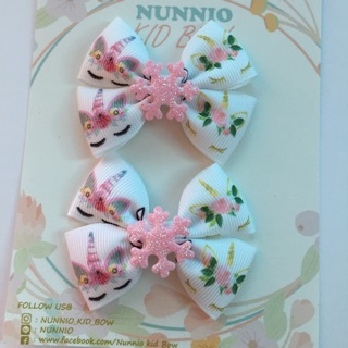 Unicorn Snowflakes bow/pair