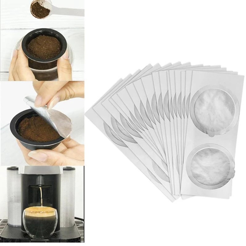 fsfejhbjhkq100PCS 62mm ทิ้งกาแฟแคปซูลซีลฟอยล์ครีมโฟมกาแฟกรองสติกเกอร์ฝาปิดสําหรับ Nespresso Vertuo