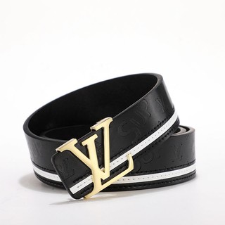 2020 New Louis Vuitton_ Belt Classic Striped Double-sided Leather Belt Men&#39;s High-end Casual ...