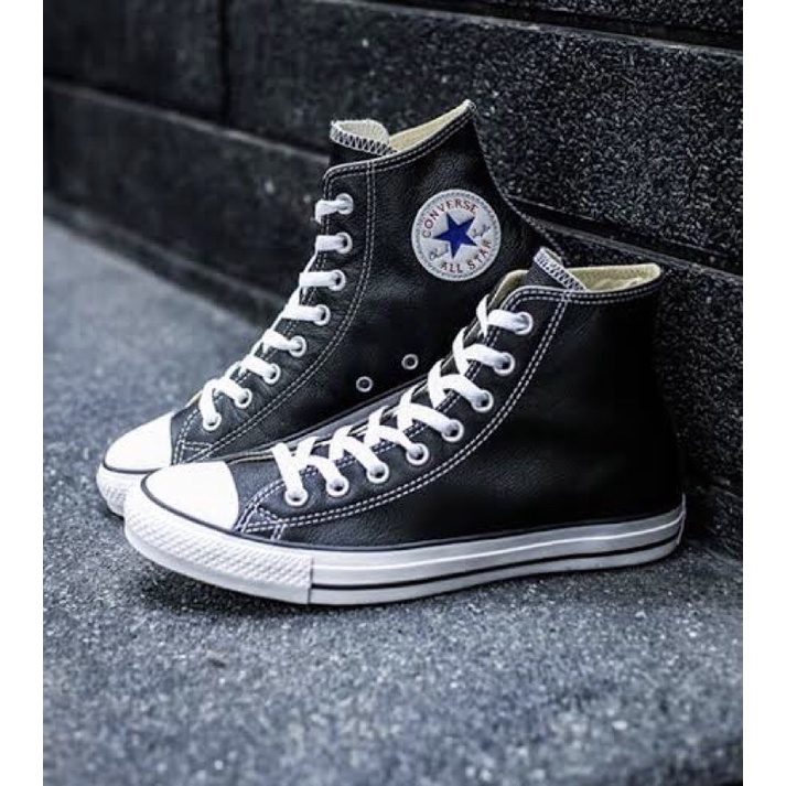 รองเท้าผ้าใบหนังหุ้มข้อ Converse All Star Leather Hi ox ลิขสิทธิ์แท้