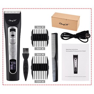 ปัตตาเลี่ยน ปัตตาเลี่ยนไร้สาย เครื่องตัดผม (hair trimmer) Cheyin จอ LED ใบมีด Titanium+Ceramic (แถมใบมีดสำรอง)