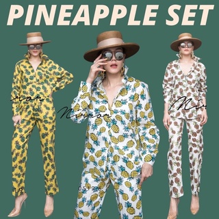 SET of PiNaCoLaDa•• เซ็ทเสื้อเชิ้ตคู่กางเกง ลายสัปรสน่ารักเก๋ๆ แพทเทรินเบสิคใส่ง่าย ช่วงบนเป็นเสื้อเชิ้ตทรงeasywear