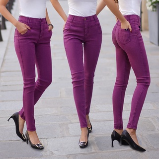 AB Skinny สีม่วงฟอก กางเกงสกินนี่ยีนส์ ของแท้ จากเพจดัง 300,000 Like กางเกง AB สกินนี่ยีนส์ ผู้หญิง