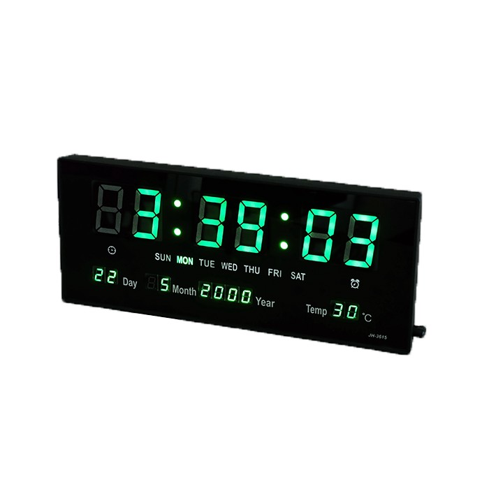 นาฬิกาดิจิตอล Green LED Calendar Wall Clock JH3615