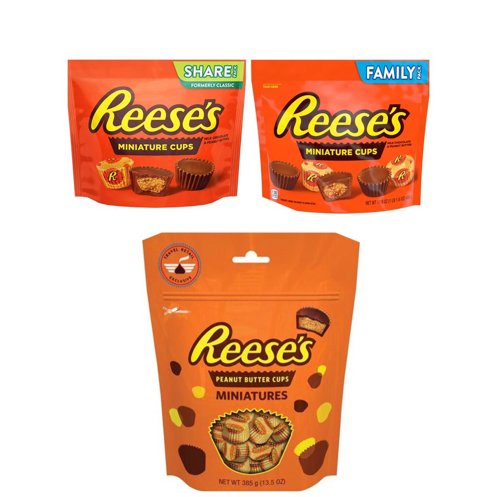 ช๊อคโกแลต Reese's Chocolate MINIATURE Cups ช๊อคโกแลตสอดไส้ครีมเนยถั่ว