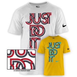 เสื้อตราหานคู่ - เสื้อ NIKE สําหรับผู้ชาย เสื้อแขนสั้นคอกลมผ้าฝ้าย (สีเหลืองและสีขาว)