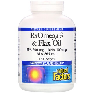 Natural Factors, RxOmega-3 &amp; Flax Oil, 120 Softgels