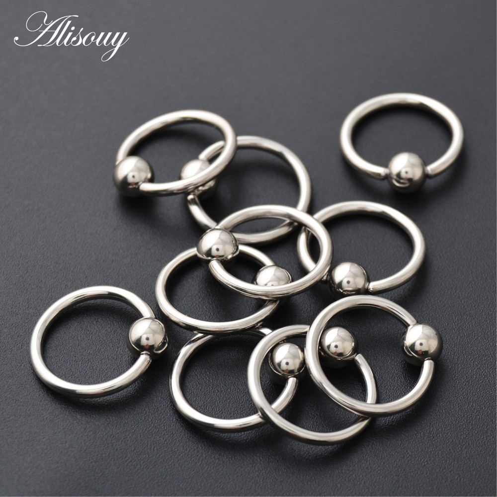 Alisouy 1PC 16G สแตนเลสสตีล Captive ลูกปัดแหวน BCR เจาะริมฝีปากจมูกแหวนหู Tragus หัวนมแหวนสะดือแหวนเครื่องประดับ