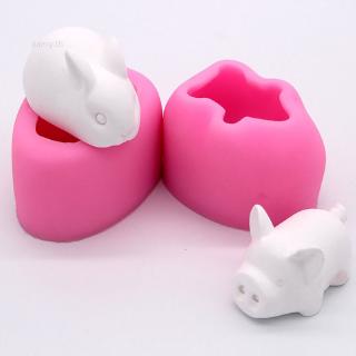 3D กระต่ายน้อยสีขาวหมูน้อยซิลิโคนแม่พิมพ์มูสเค้กซิลิโคนแม่พิมพ์
