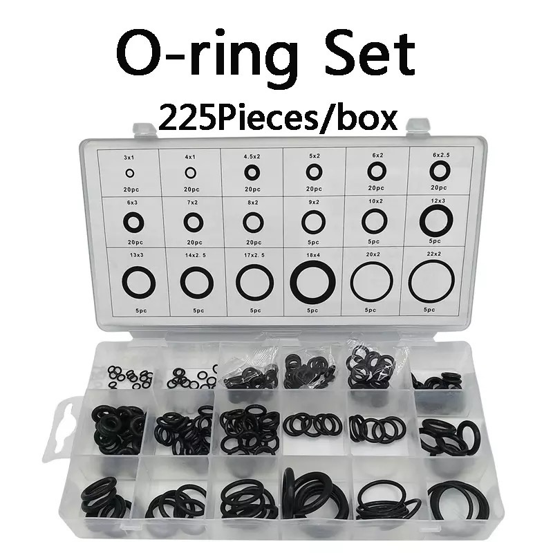 O ring ยาง โอริง อเนกประสงค์ คุณภาพสูง 18 ขนาด 225 ชิ้น พร้อมกล่องพลาสติก