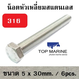 น็อตหัวเหลี่ยม stainless steel 316 FS 5mm.