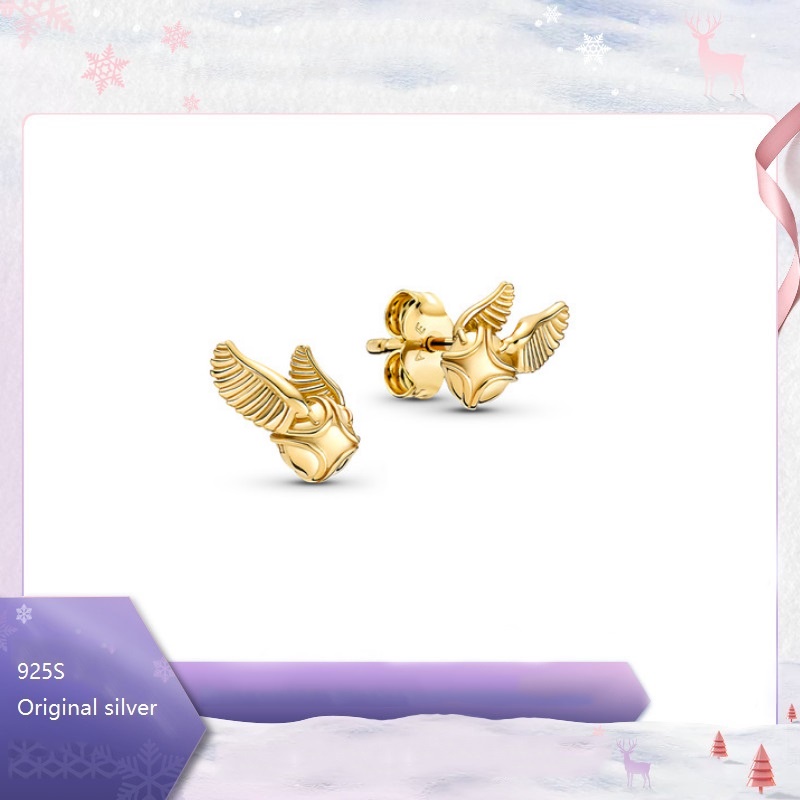 ต่างหูเงินแท้ Harry Potter snitch Stud Earrings