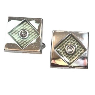 คัฟลิงค์ Cufflink กระดุมข้อมือสีเงินขอบเงินเงาตรงกลางเป็นมุกสีเงิน งานสแตนเลสเกรดส่งออกคุณภาพพรีเมียม