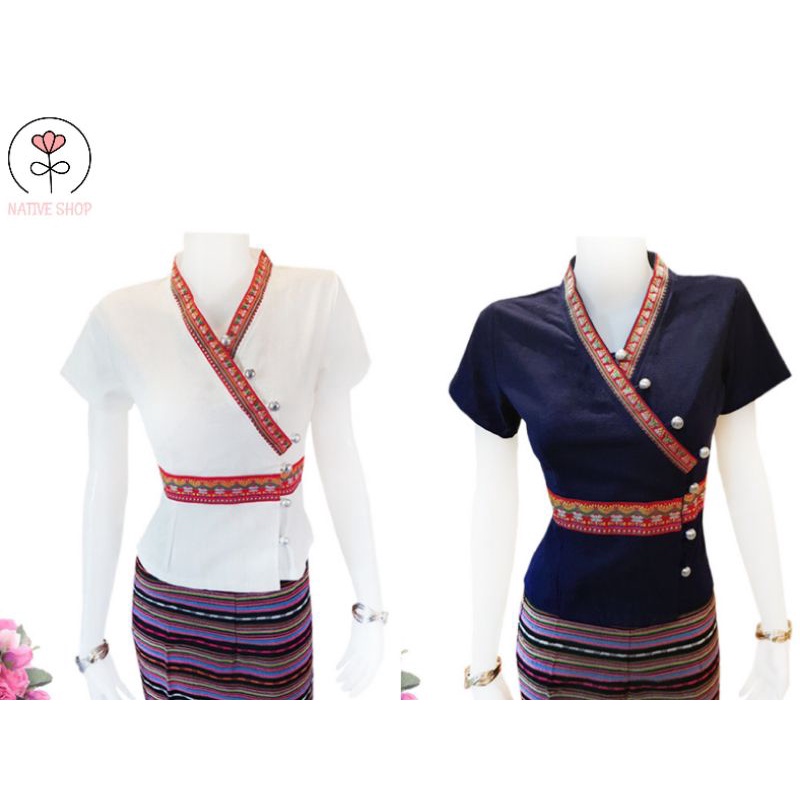 เสื้อพื้นเมืองผู้หญิงแต่งเทปเอว