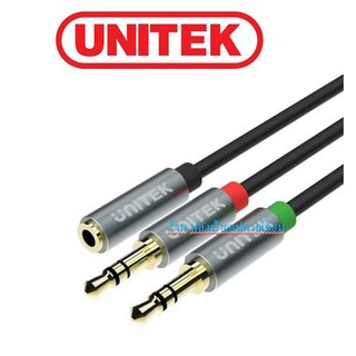 UNITEK Headset Adapter (Dual 3.5mm Plug to 3.5mm Jack) Stereo Audio Cable Y-C957ABK