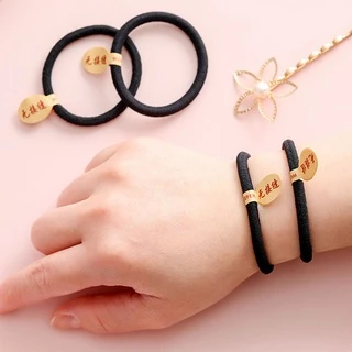ยางรัดผม แบบหนา ยืดหยุ่นสูง ไร้รอยต่อ สีดํา เครื่องประดับผม 10 ชิ้น