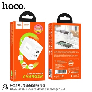 Hoco DC26 อแดปเตอร์ หัวจ่ายไฟ ชาร์จโทรศัพท์และอุปกรณ์ต่างๆ 2 USB port จ่ายไฟสูงสุด 3.4A