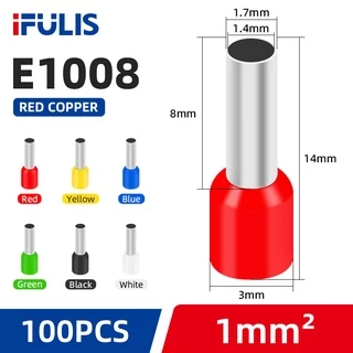 100PCS VE Ferrules Terminal Pin Terminal Tube ประเภทสายไฟเชื่อมต่อ E7508 E2508 E1008 E1508