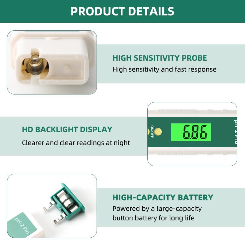  New  PH-2Pro มีไฟเปลี่ยนสีตามค่า PH เครื่องวัด PH meter เครื่องวัดน้ำ กรด ด่าง