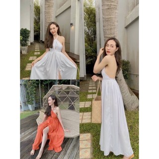 🌼 Maxi dress ผูกคอ ผ่าอก ผ่าหน้าขา มันก็จะแซ่บๆหน่อย🌼