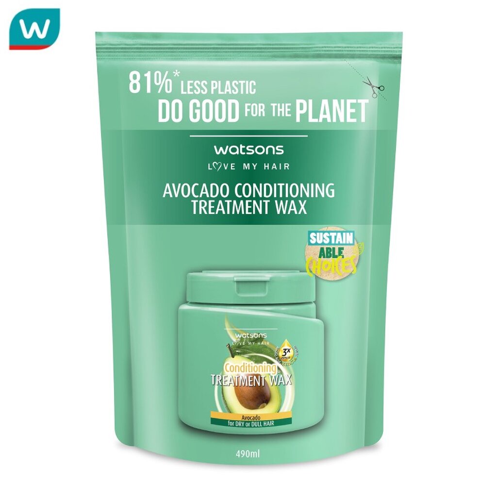 Watsons วัตสัน ทรีทเมนท์ แวกซ์ อะโวคาโด ฟอร์ ดราย ออร์ ดัล แฮร์ 490มล.(รีฟิล)