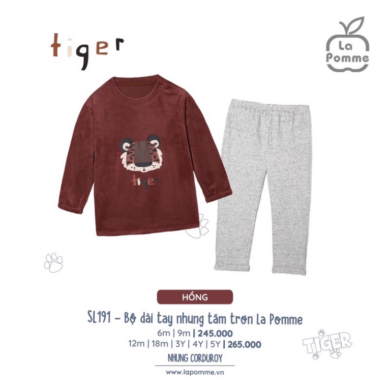 [GENUINE] SL191 La Pomme เสื้อผ้าแขนยาวผ้ากํามะหยี่ธรรมดาสําหรับเด็กชายและเด็กหญิง