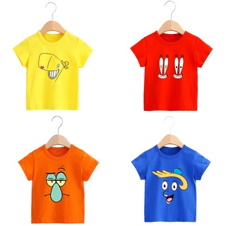 เสื้อยืดแขนสั้น คอกลม พิมพ์ลายการ์ตูน SpongeBob SquarePants แฟชั่นฤดูร้อน สําหรับเด็กผู้ชาย และเด็กผู้หญิง