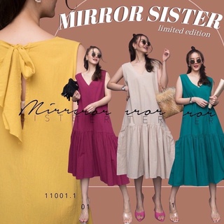 Code : 11001.1 เดรสทรงปล่อย เดรสทรงหลวม เดรสไปงาน เดรสสีเหลือง งานป้าย mirrorsister